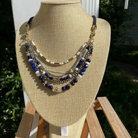 Fashion Elegant Blue MultiColor Stone Slides Necklace, NEW🌸NWT - Picture 4 of 8